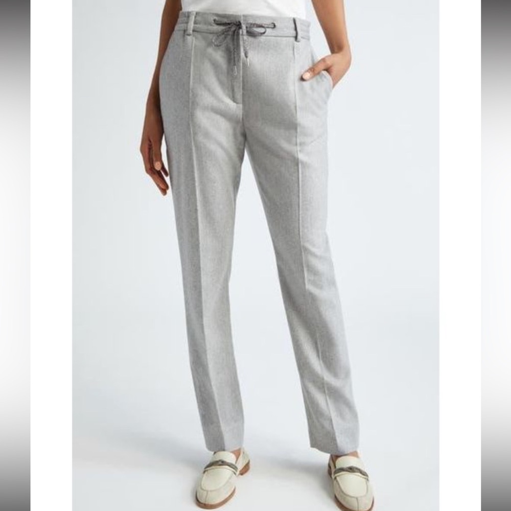 Eleventy Women's Gray Drawstring Stretch Virgin Wool & Cashmere Pants